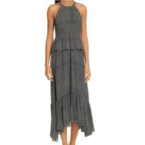 A.L.C Rosa Black Polka Dot High Neck Silk Midi Dress Size 6 New